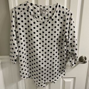 White and Black Forever 21 Polka Dot Blouse